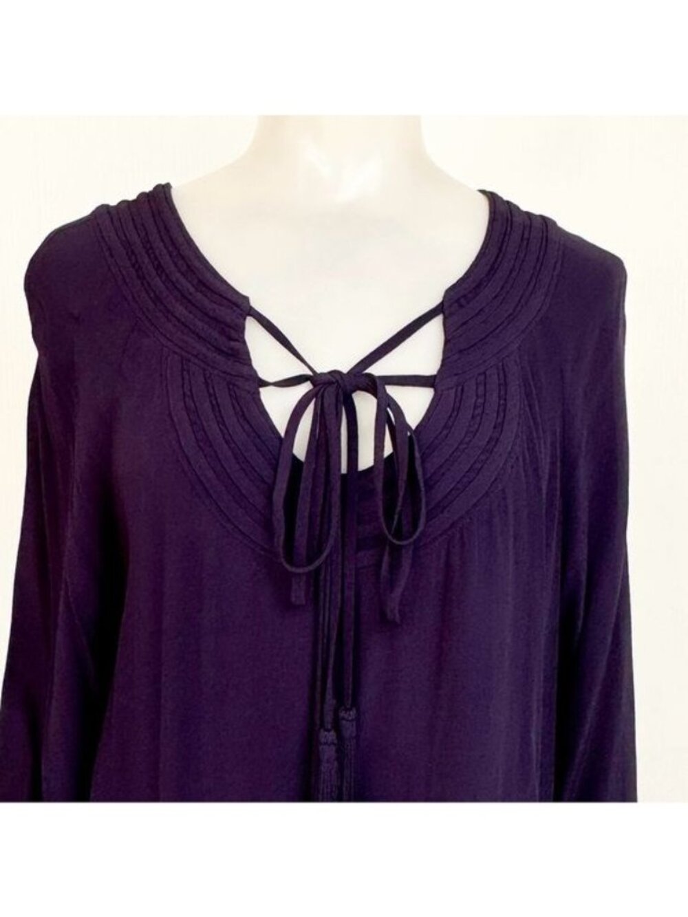 Diane Von Furstenberg New Parlain purple Front Tie Peasant Shift Dress Size 10